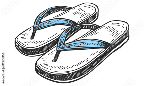 Casual Blue Flip Flops on White Background for Summer Vibes