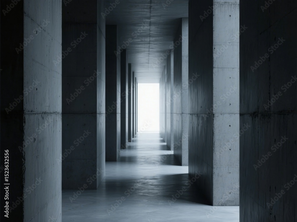 Fototapeta premium Concrete Corridor with Light at the End