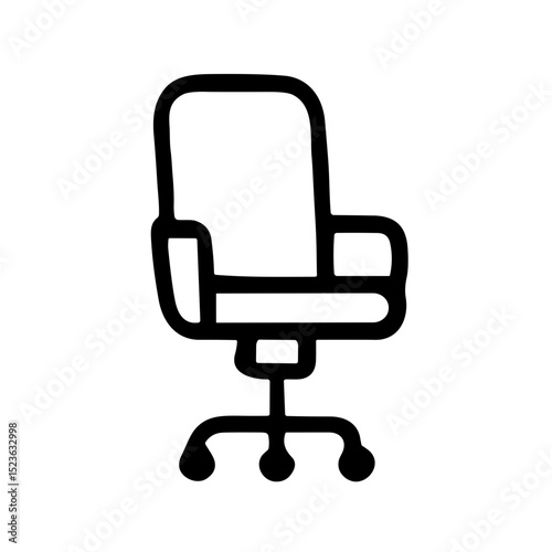 Outline Handdrawn Office Chair Swivel Seat Furniture Icon Design