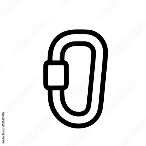 Simple Line Art Carabiner Clip for Climbing or Hiking Icon Symbol