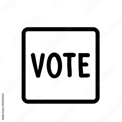 Simple Handdrawn Square Vote Box Election Political Symbol Icon