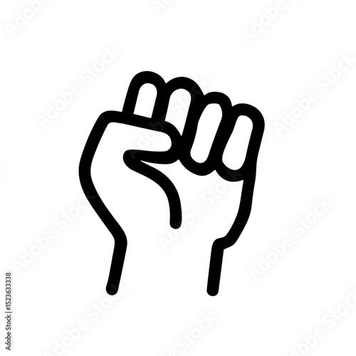 Simple Outline Raised Fist Symbol Hand Gesture Line Icon