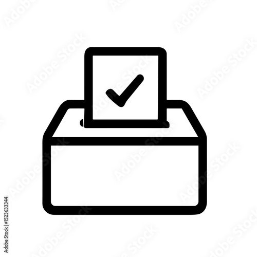 Line Drawing Ballot Box Checkmark Symbol Graphic Element Election Icon