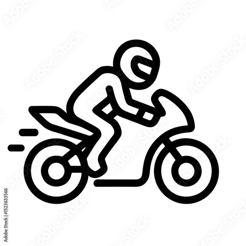 Minimalist Outline Speeding Motorcycle Racer Silhouette Icon Transport
