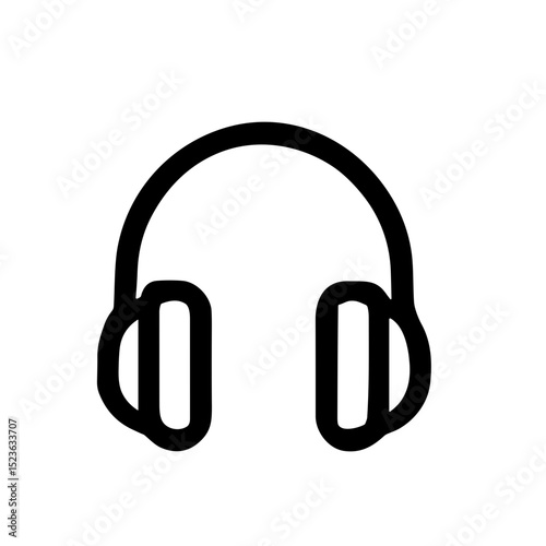 Simple Line Art Headphone Device for Music Listening Icon Element