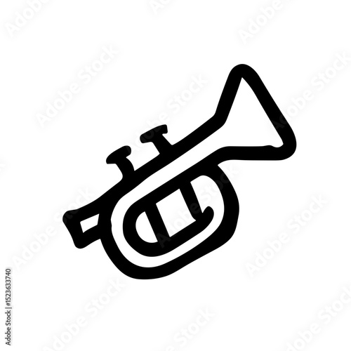 Simple Outline Handdrawn Trumpet Musical Instrument Illustration Symbol