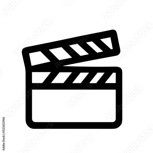 Simple Black Outline Movie Clapperboard Action Slate Symbol Icon Illustration