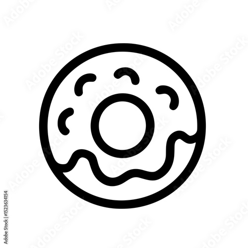 Simple Line Art Donut with Sprinkles Food Dessert Icon Illustration