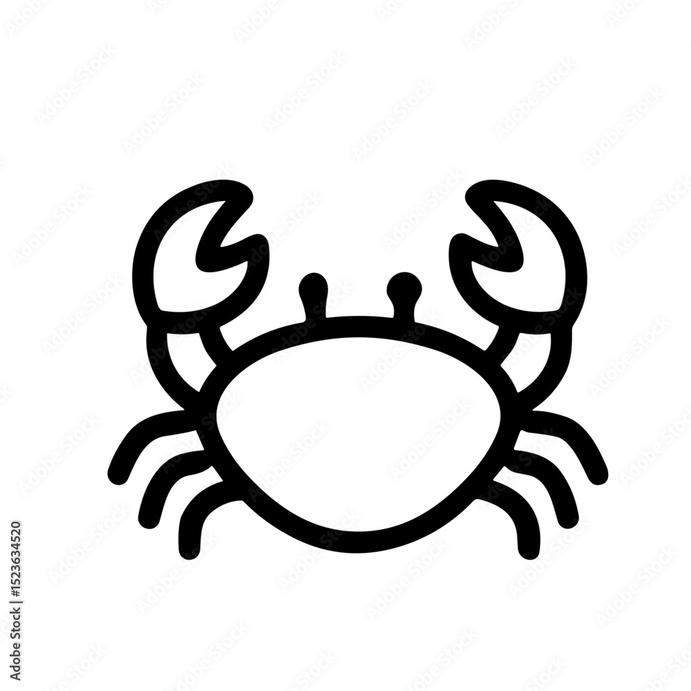 Simple Outline Handdrawn Cute Crab Marine Animal Sea Life Icon Simple Outline Handdrawn Cute Crab Marine Animal Sea Life Icon
