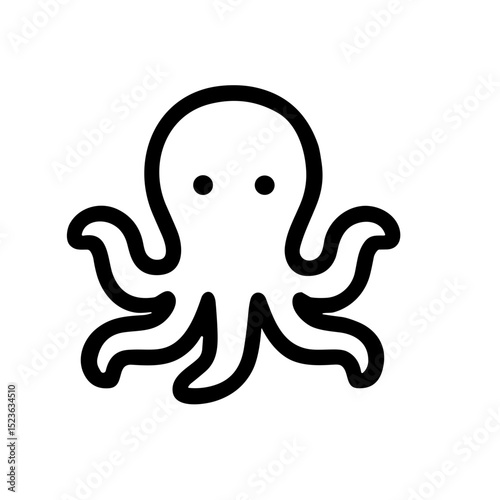 Simple Line Art Octopus Marine Animal Illustration Icon Graphic Element