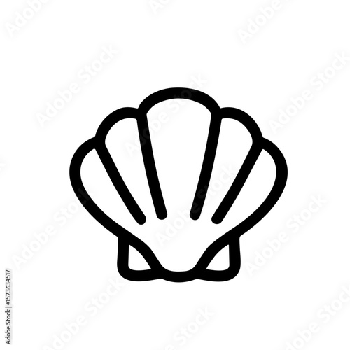 Simple Black Outline Seashell Illustration Sea Creature Marine Life Icon