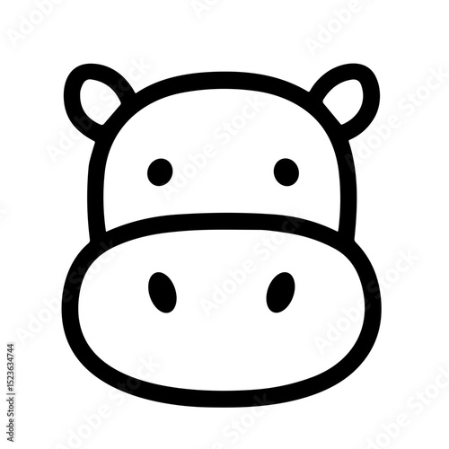 Minimalist Lineart Hippo Face Head Animal Graphic Icon Design
