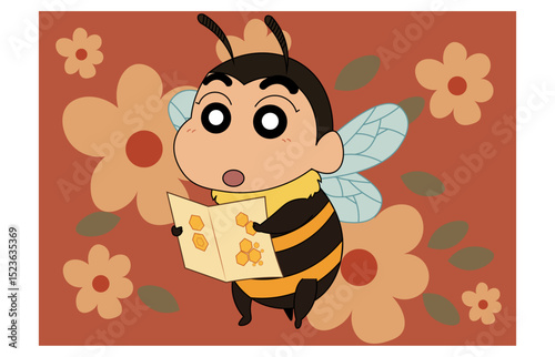 Bee Costume Vector Illustration - Cute Crayon Character Art