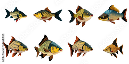 Multiple vector illustrations fish

