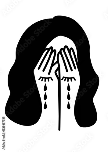Illustration of a girl crying