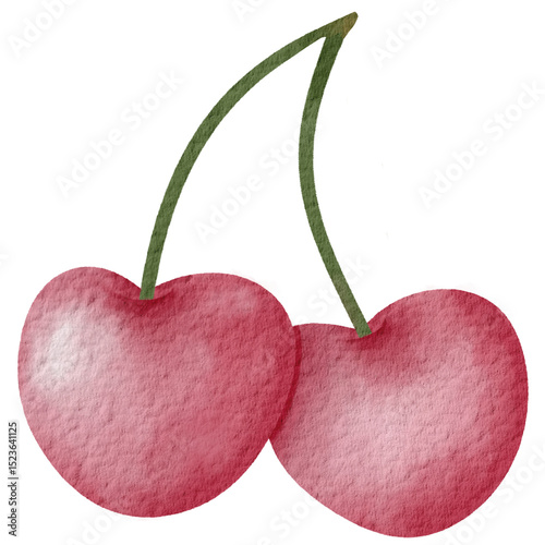 Cherry element drawing, cute, tied with a bow