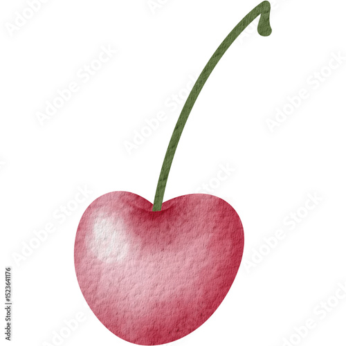 Cherry element drawing, cute, tied with a bow
