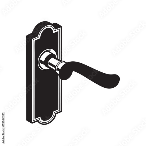 Metal-door-handle-with-keyhole-vector-isolated Icon on White Background
