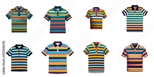 Multiple vector illustrations striped polo shirt

