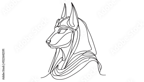 Continuous one single minimal line drawing Anubis 