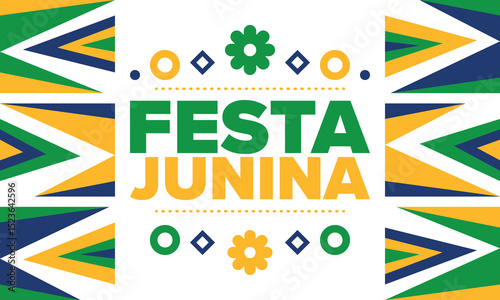 Festa Junina in Brazil. Brazilian festival. Happy holiday. Brazil flag. Carnival and parade. Summer fun party. Vector illustration