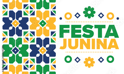 Festa Junina in Brazil. Brazilian festival. Happy holiday. Brazil flag. Carnival and parade. Summer fun party. Vector illustration