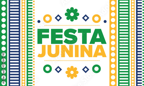Festa Junina in Brazil. Brazilian festival. Happy holiday. Brazil flag. Carnival and parade. Summer fun party. Vector illustration