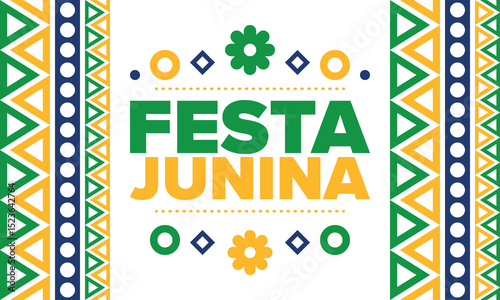 Festa Junina in Brazil. Brazilian festival. Happy holiday. Brazil flag. Carnival and parade. Summer fun party. Vector illustration