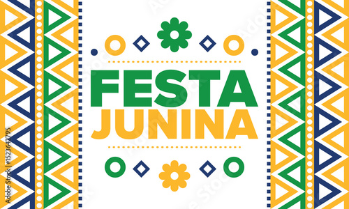 Festa Junina in Brazil. Brazilian festival. Happy holiday. Brazil flag. Carnival and parade. Summer fun party. Vector illustration