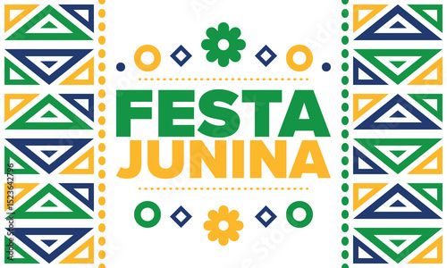 Festa Junina in Brazil. Brazilian festival. Happy holiday. Brazil flag. Carnival and parade. Summer fun party. Vector illustration