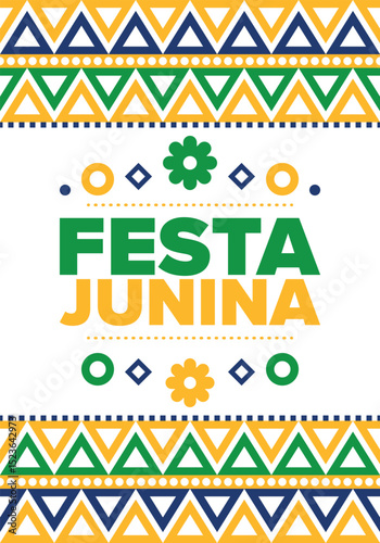 Festa Junina in Brazil. Brazilian festival. Happy holiday. Brazil flag. Carnival and parade. Summer fun party. Vector illustration