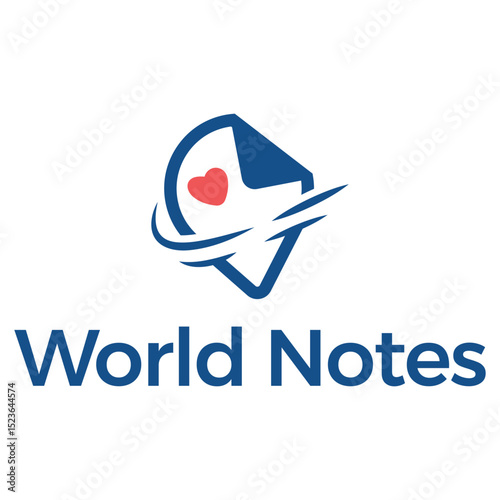 world notes flat minimalist logo design