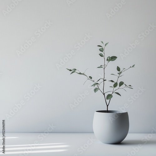 Indoor plant in minimalist pot on table