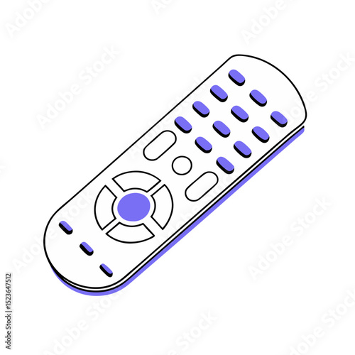 Isometric illustration of a modern television remote control