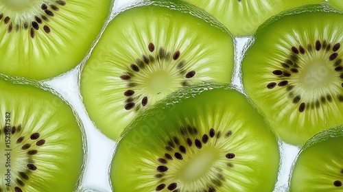Slices of kiwi arranged in a pattern
