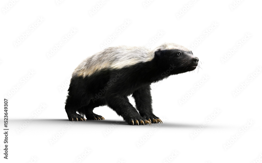 Obraz premium 3d Illustration of a Honey Badger with Clipping path – Nature’s Most Fearless Predator