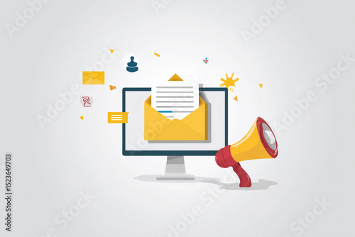 Email Marketing and Digital Communication Vector Illustration
