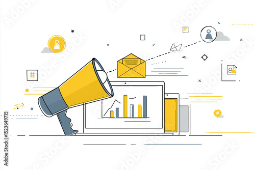 Email Marketing and Digital Communication Vector Illustration