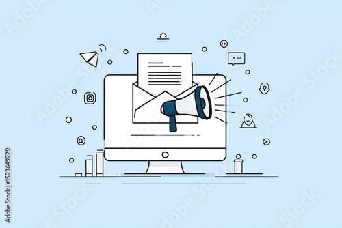 Email Marketing and Digital Communication Vector Illustration