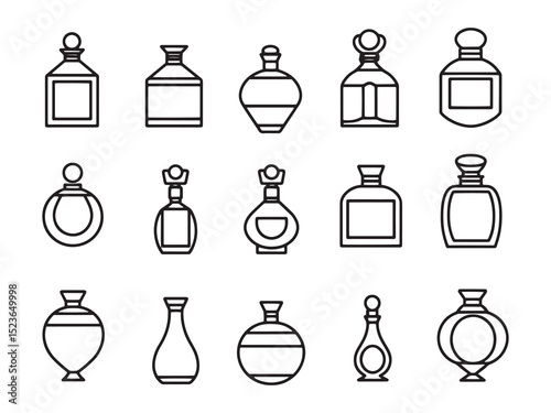 Perfume Bottle Minimal Line Drawing - Elegant Vector Set
