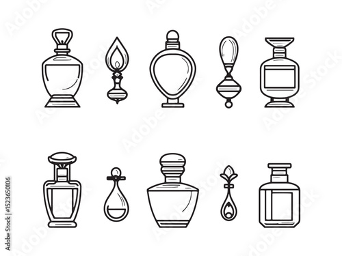Simple Line Art Perfume Illustration - High-End Vector