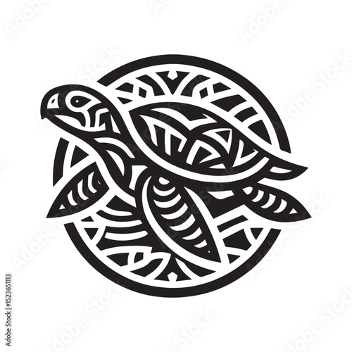 turtle logo, editable vector image