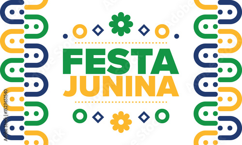 Festa Junina in Brazil. Brazilian festival. Happy holiday. Brazil flag. Carnival and parade. Summer fun party. Vector illustration