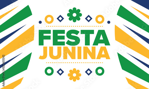 Festa Junina in Brazil. Brazilian festival. Happy holiday. Brazil flag. Carnival and parade. Summer fun party. Vector illustration