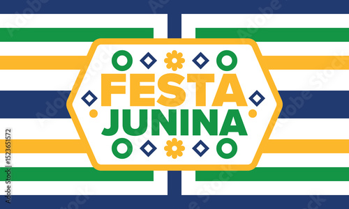Festa Junina in Brazil. Brazilian festival. Happy holiday. Brazil flag. Carnival and parade. Summer fun party. Vector illustration