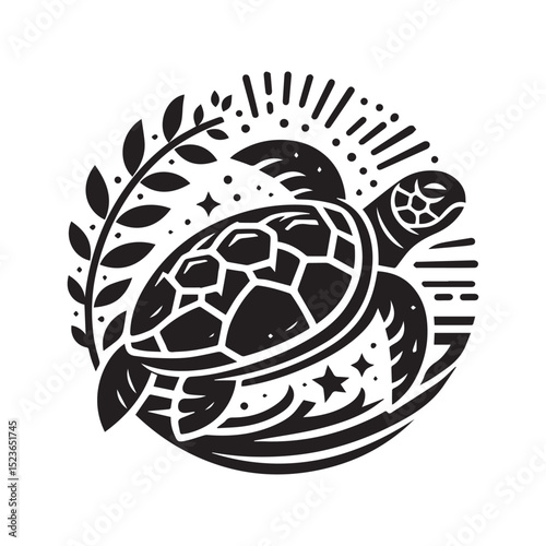 turtle logo, editable vector image