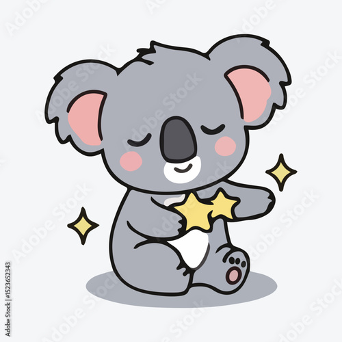 Adorable Koala Bear Illustration Cute Cartoon Animal Holding a Star