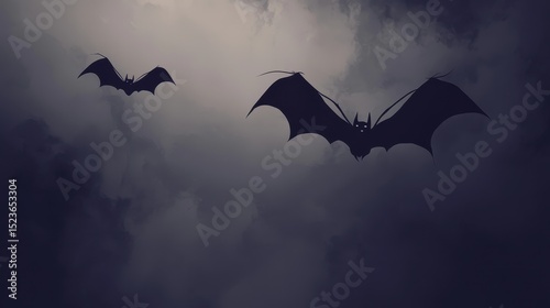 Halloween Minimalist Abstract Dark Sky with Bats
