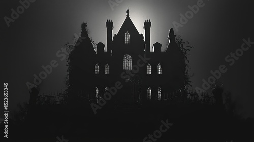Halloween Minimalist Abstract Haunted Mansion