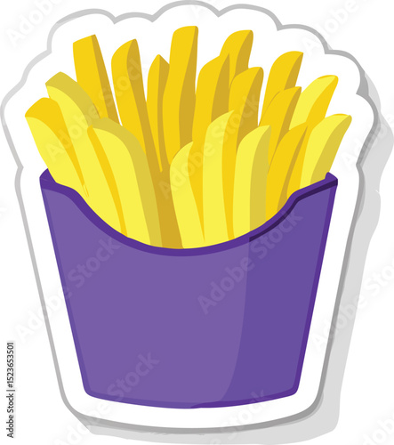 Delicious Golden French Fries in Purple Carton A Crispy Treat